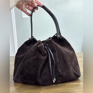 Kate Spade Dark Brown Suede Drawstring Shoulder Bag